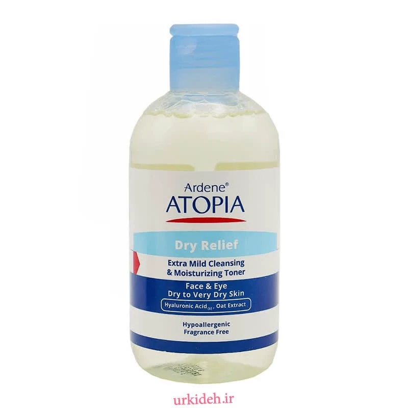 تونر پاک کننده صورت و چشم آردن آتوپیا مدل Dry Relief مناسب پوست خشک و خیلی خشک حجم 250 میلی لیتر
