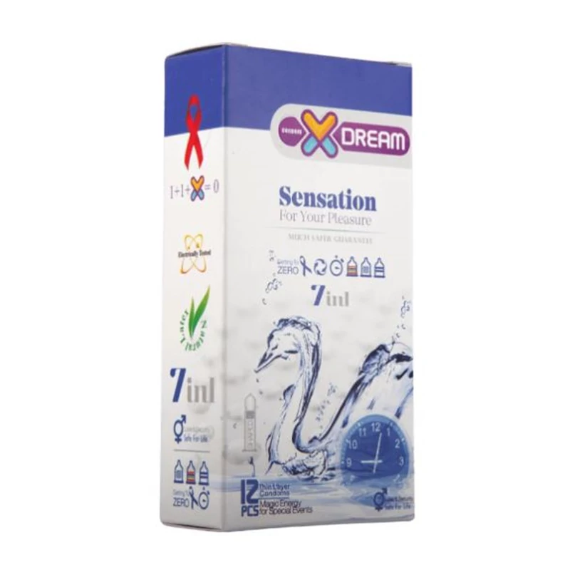 کاندوم بسیار نازک لوبریکانت دار ایکس دریم XDream Sensation بسته 12 عددی