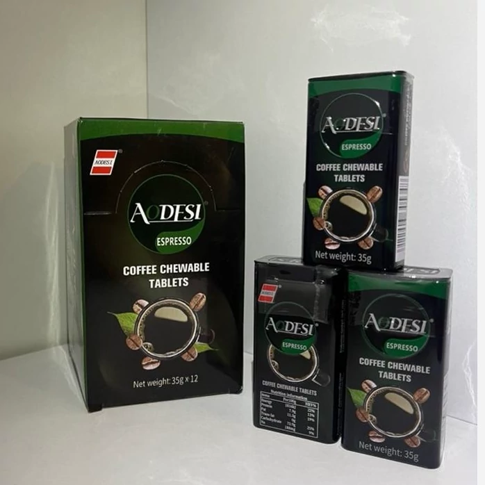 خوشبو کننده دهان با طعم اسپرسو جعبه فلزی 35 گرم آئودسی AODESI coffee tablet
