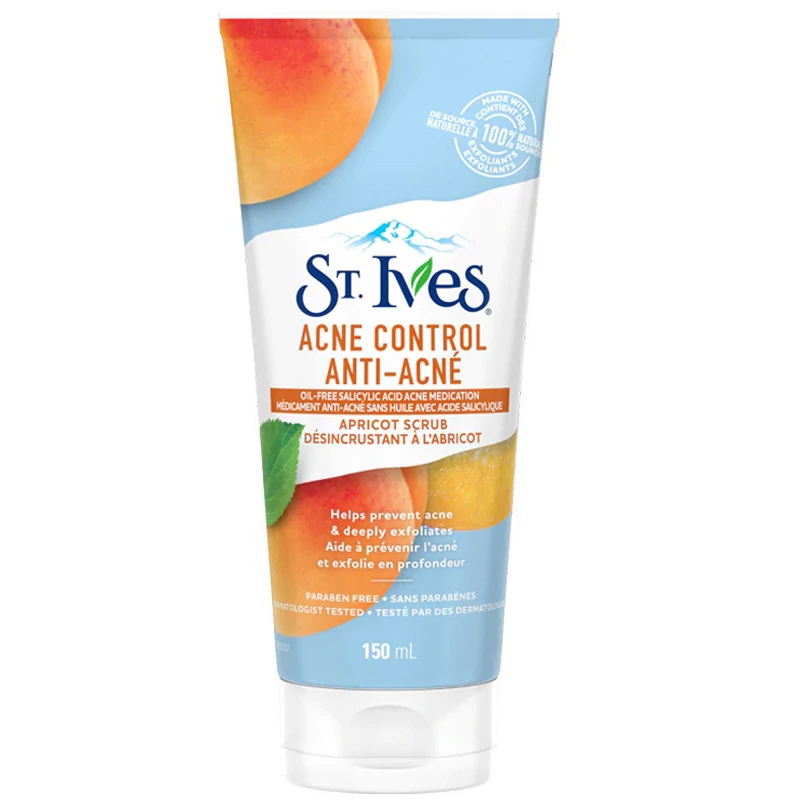اسکراب ضد جوش سینت ایوز St. Ives مدل Acne Control عصاره چای سبز و زردآلو