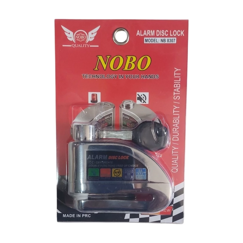 قفل دیسک دوحالته آژیردار موتورسیکلت برند NOBO مدل NB8307
