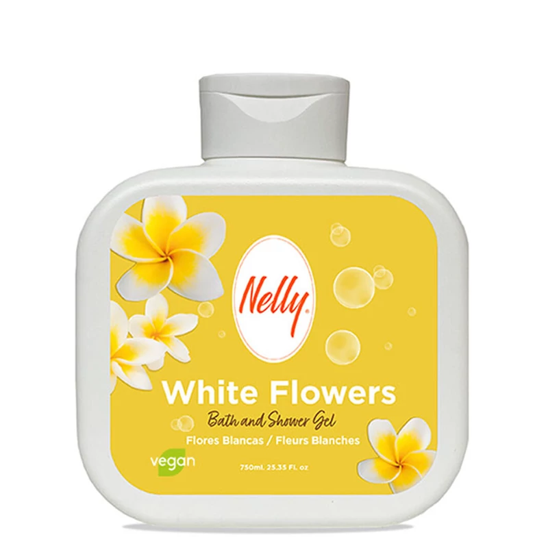 شامپو بدن و شاور ژل نلی Nelly رایحه گل های سفید WHITE FLOWER حجم 750 میل