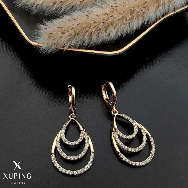 گوشواره آویز قلبی رنگین کمانی ژوپینگ کد 3428