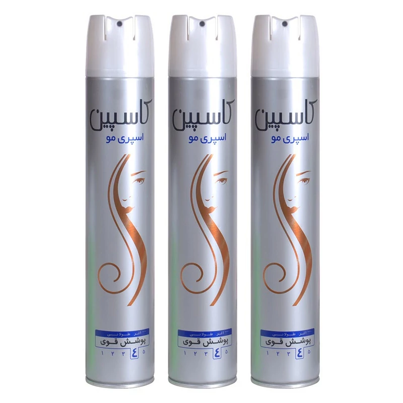 اسپری حالت دهنده مو کاسپین مدل Strong hold 4 حجم 150 میلی لیتر مجموعه 3 عددی