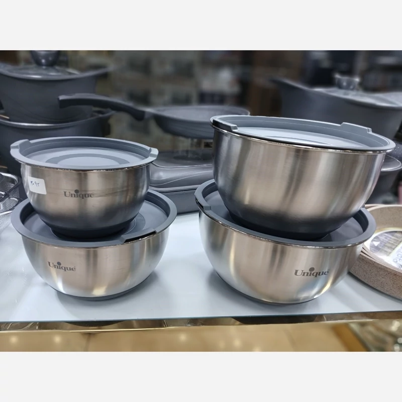 لگن 4پارچه استیل درب دار 4092(یونیک)