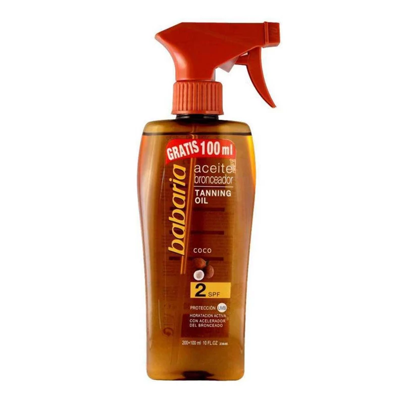 اسپری روغن برنزه کننده باباریا مدل نارگیل حجم 300 میلی لیتر SPF2