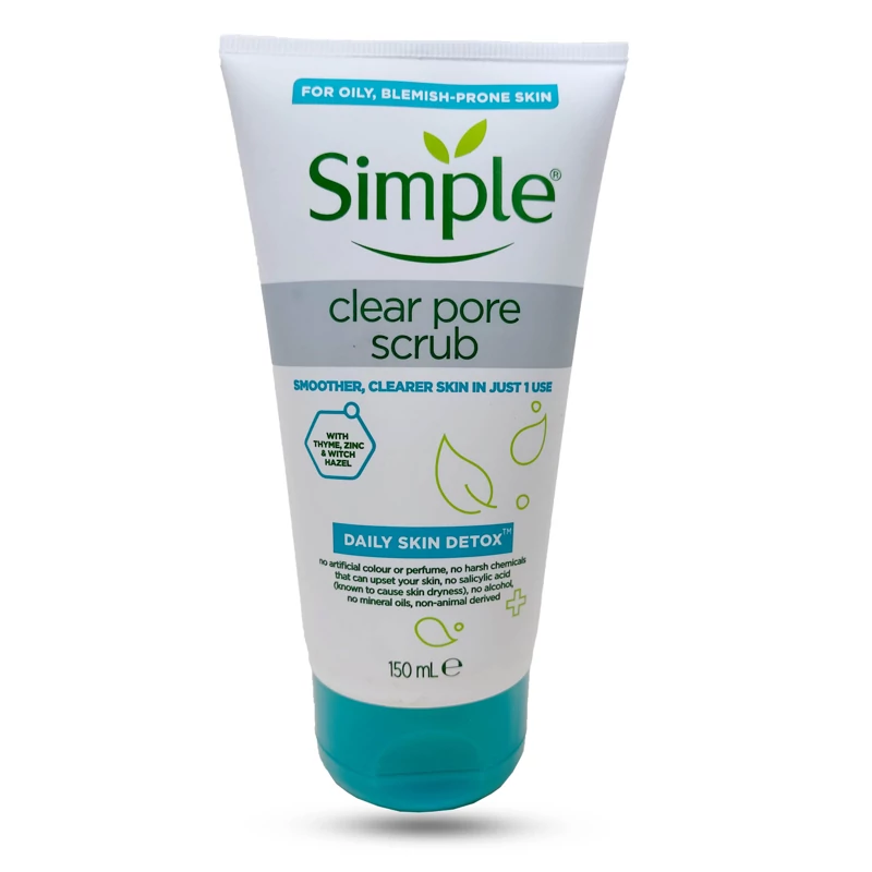 اسکراب سیمپل پاکسازی منافذ و سم زدایی پوست 150 میل Simple clear pore scrub