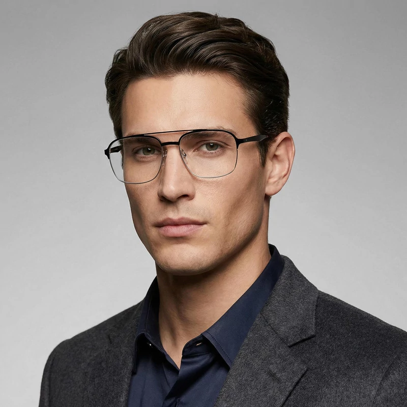 فریم عینک طبی خلبانی Aviator مردانه ری بن مدل 0RX6404-2861-56 مناسب برای صورت قلب، گرد و بیضی