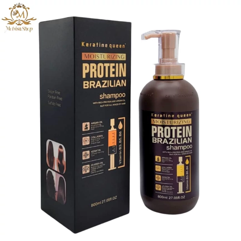 شامپو فری سولفات پروتئین کراتین کوئین برزیل اورجینال 800 میل Brazilian Protein Shampoo Without Keratin queen Sulfate 800