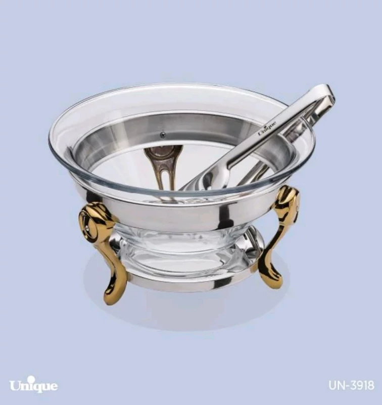 سوفله سالاد خوری نگین دار طلایی با انبر یونیک کد UN-3918 (پس کرایه)