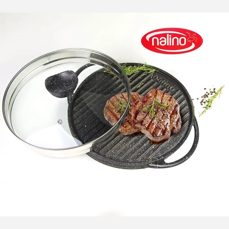 تابه گریل چدنی نالینو مدل پادلا Padela (سایز 26) با درب
