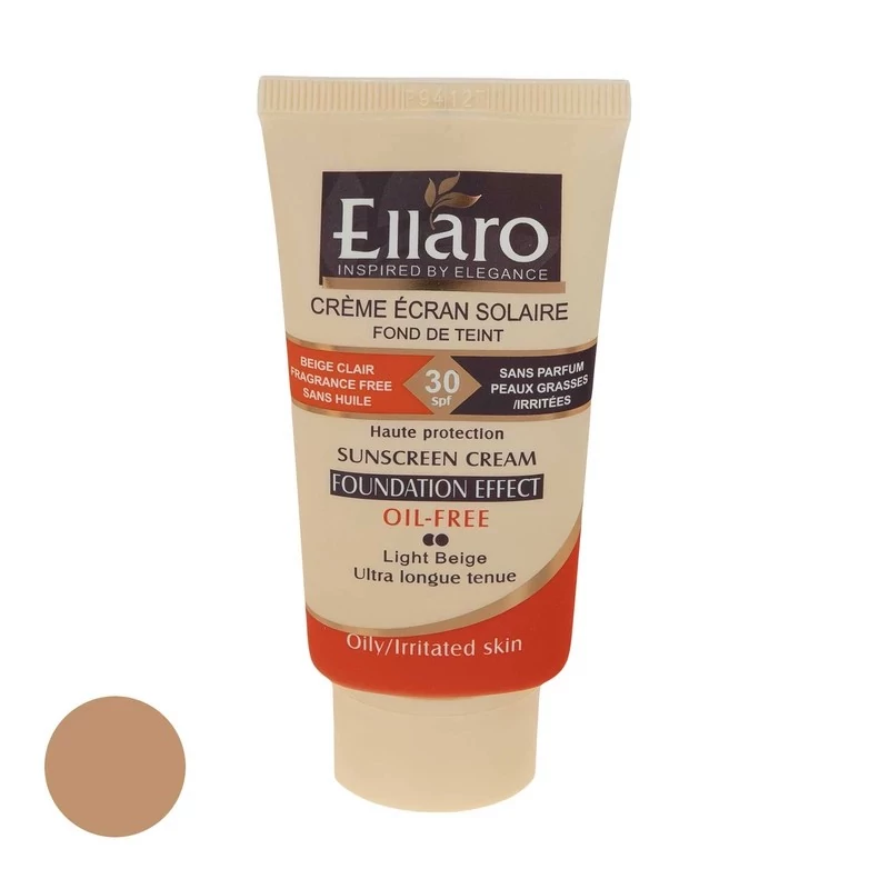 کرم ضد آفتاب رنگی الارو SPF30 سری Foundation Effect مدل Natural Beige محافظ UVB، مناسب پوستهای چرب و حساس تحت لیسا مدل 1