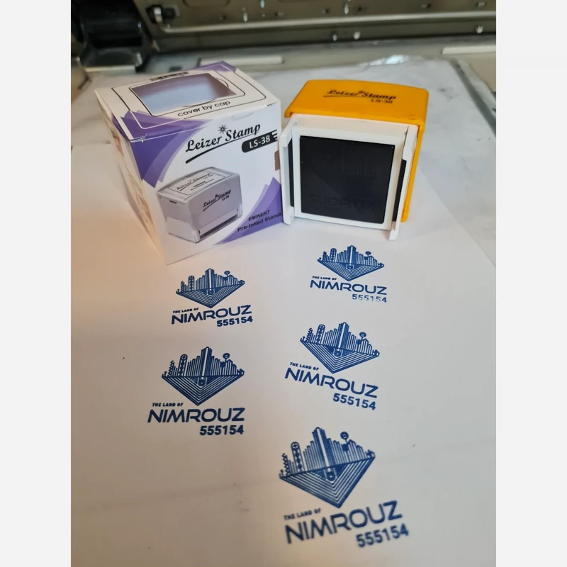 مهر امضاء لیزری مربع تک رنگ قهوه ای Leizer Stamp LS-38 پس کرایه