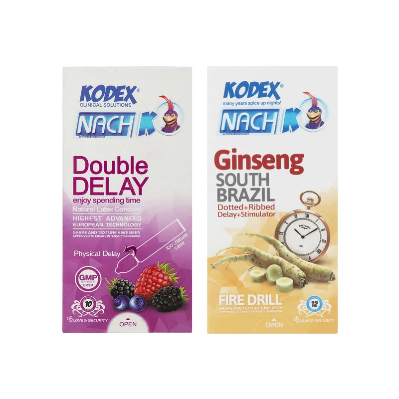 کاندوم  ناچ کدکس مدل Ginseng بسته 12 عددی به همراه کاندوم مدل Double Delay بسته 10 عددی