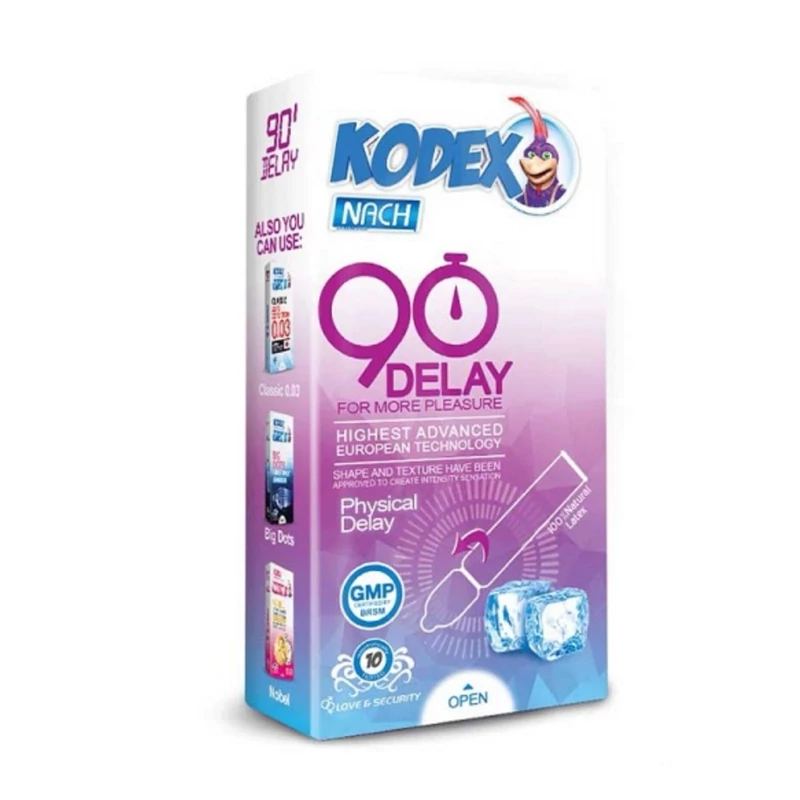 کاندوم تاخیری قوی 90 دقیقه ناچ کدکس NACH KODEX 90 Delay بسته 10 عددی