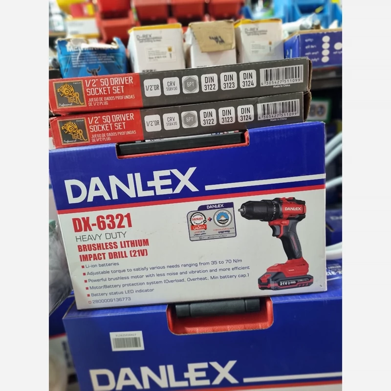 دریل شارژی چکشی براشلس 21 ولت دانلکس DX6321 آوانور-پس کرایه