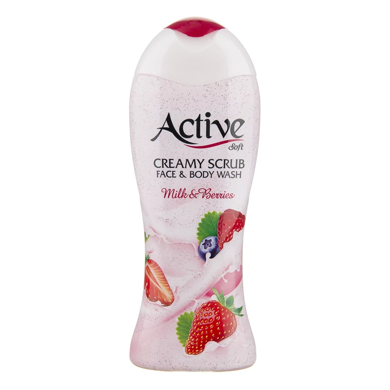 شامپو صورت و بدن اکتیو سافت اسکراب - Active soft تمشک و شیر 400 میل