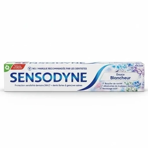 خمیردندان سنسوداین ضد حساسیت ساخت اسلواکی 75 میل سفید کننده و جرم گیر قوی مدل Douce Blancher