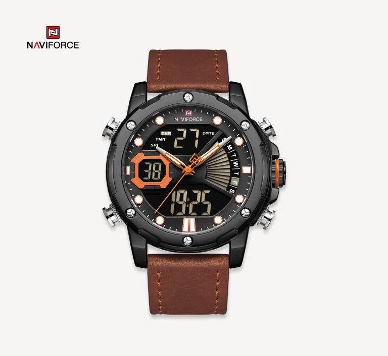 ساعت مچی مردانه نیوی فورس چرمی مدل Naviforce 9172 مشکی زرد