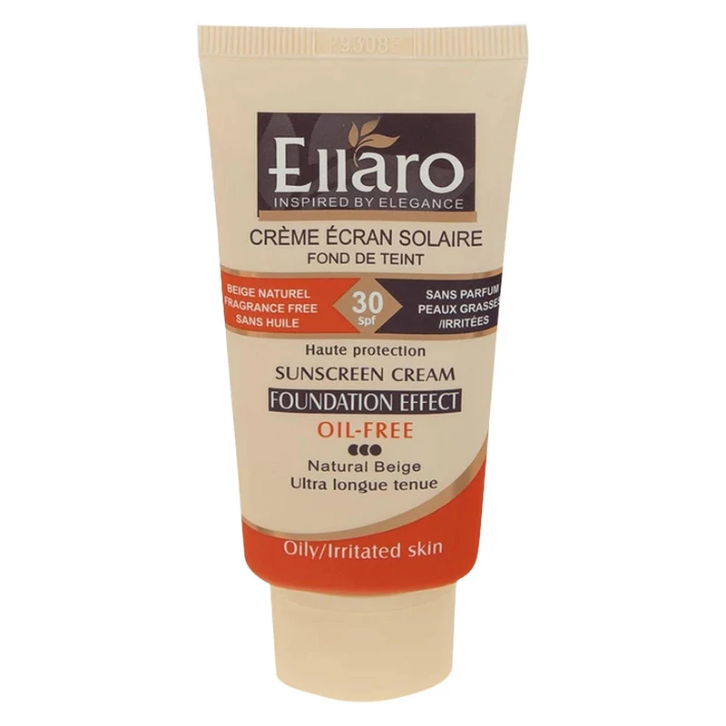 کرم ضد آفتاب رنگی الارو SPF30 سری Foundation Effect مدل Natural Beige محافظ UVB، مناسب پوستهای چرب و حساس تحت لیسانس حج