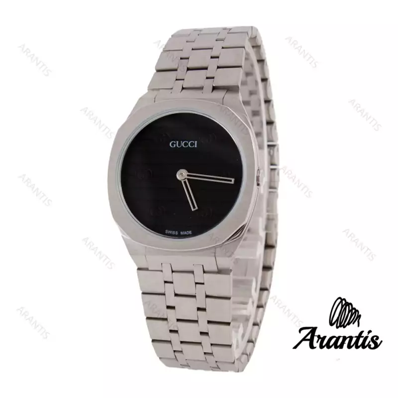ساعت گوچی 25H مردانه استیل صفحه مشکی m-5375