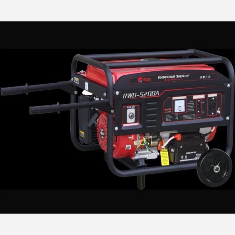 موتور برق استارتی ادون مدل RWD-5200A برق دهی 4KVAچرخ،دسته، باتری ، استارت سیم پیچ تمامس