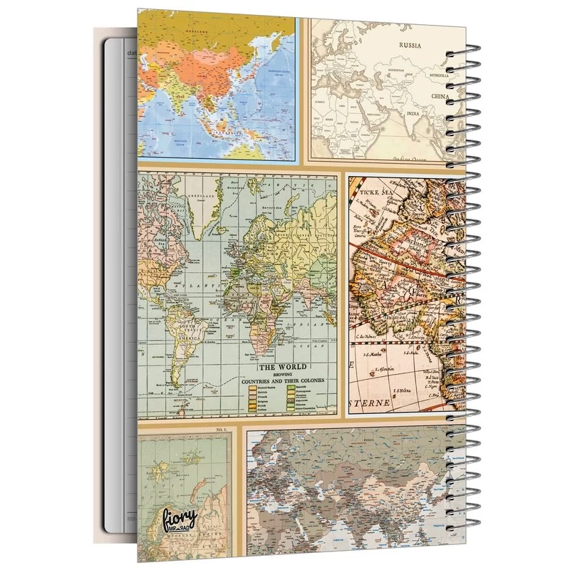 دفتر مشق 100 برگ مستر راد مدل نقشه جهان طرح world map کد fiory 2415 Z54