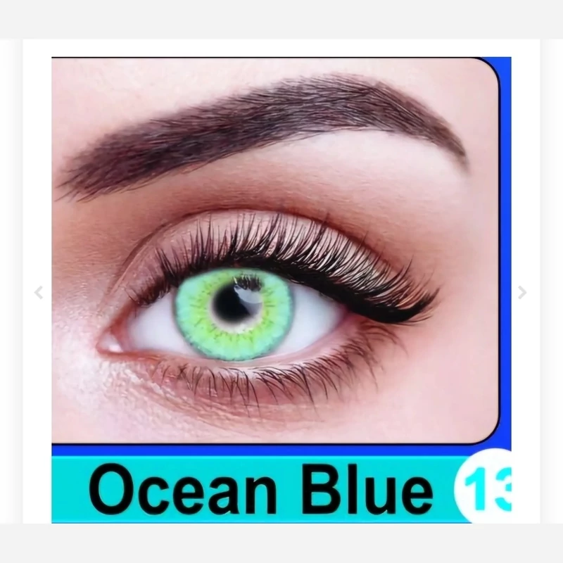 لنز  چشم فصلی رنگ آبی اقیانوسی( Ocean Blue) ساخت کره بامجوز بهداشت واستاندارد اروپا CE  پک کامل(لنز و جالنزی و مایع لنز)