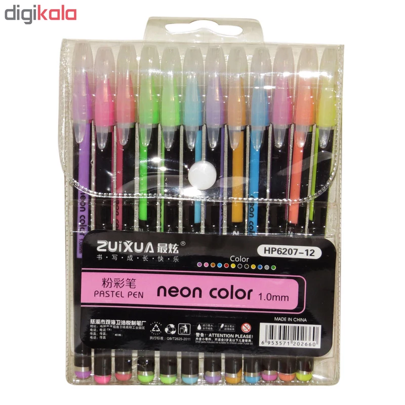 خودکار نئونی neon color برند zuixua پاستلی و گلیتر اکلیلی و شاین با نوک mm 1 در بسته های 12 و 36 و 48 عددی