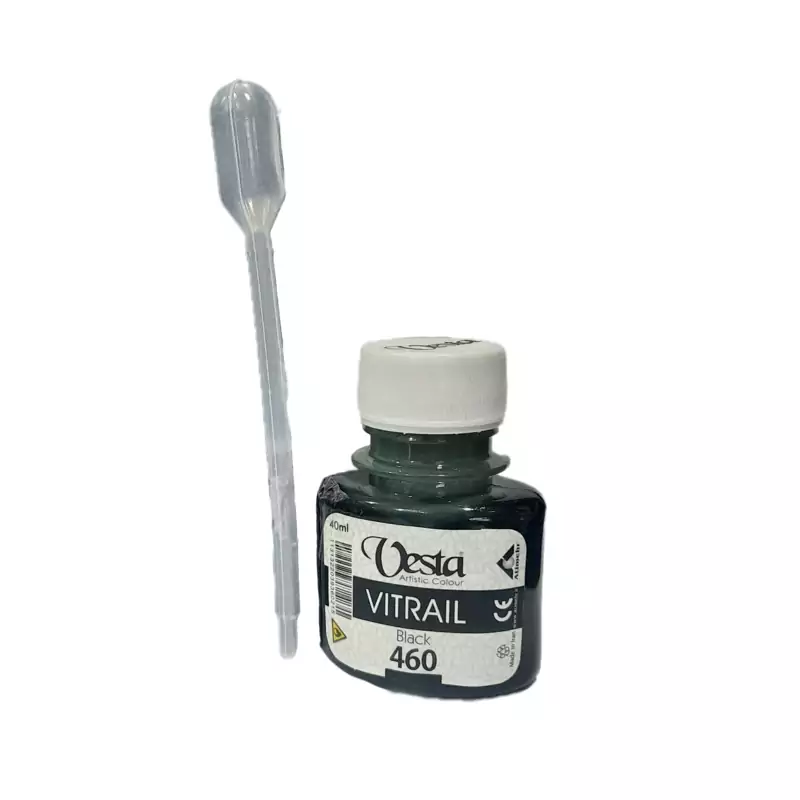 رنگ ویترای مشکی سیاه وستا - کد black 460 - چهل میل - همراه با قطره چکان