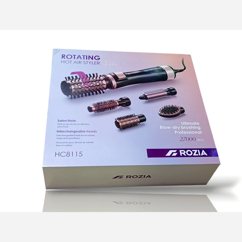 سشوار چرخشی روزیا پرو اصل سفارش اروپا ROZIA PRO HC8115 متور گیربکسی دور متور 27000PAM چهار سری قابل چرخش یک سری ب