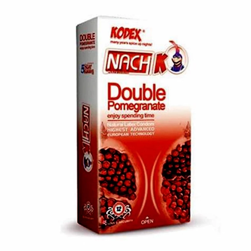 کاندوم کدکس مدل Double Pomegranate بسته 12 عددی با 2 بسته ساشه اشانتیون ژل