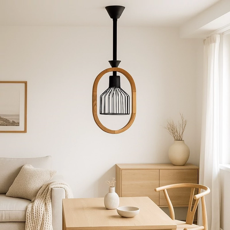 لوستر آویز چوبی شاهان مدل WOOD9