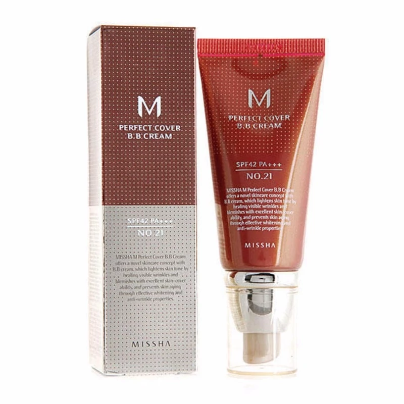 بی بی کرم ام پرفکت کاور میشا اورجینال و اصل کره ای حاوی 42 spf شماره 21 و 23 missha perfect caover bb cream