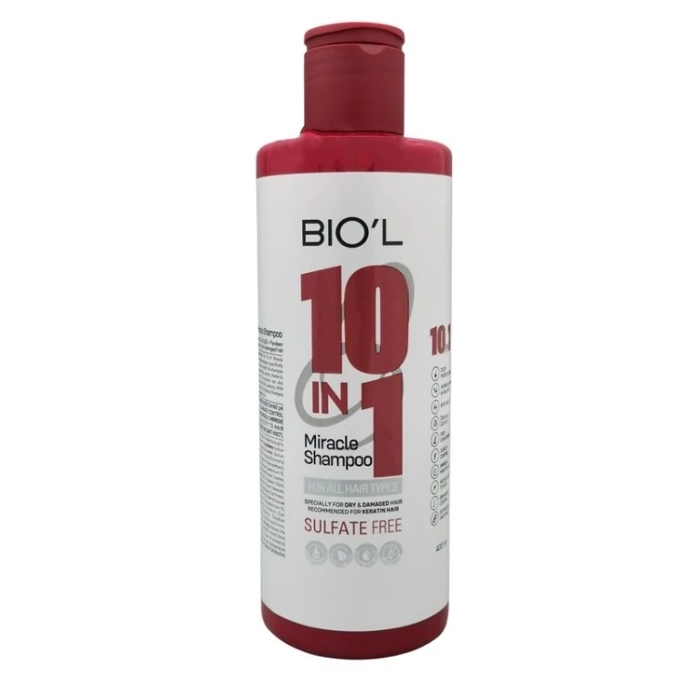 شامپو 10 کاره بیول Biol مدل میراکل Miracle فری سولفات حجم 400 میلی لیتری