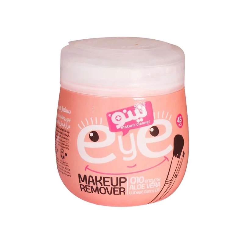 دستمال مرطوب آرایش پاک کن نینو مدل eye مناسب اطراف چشم حاوی آلوورا و کیوتن بسته 45 عددی
