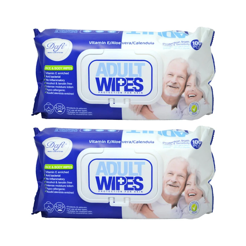 دستمال مرطوب دافی مدل Adult Wipes بسته 100 عددی