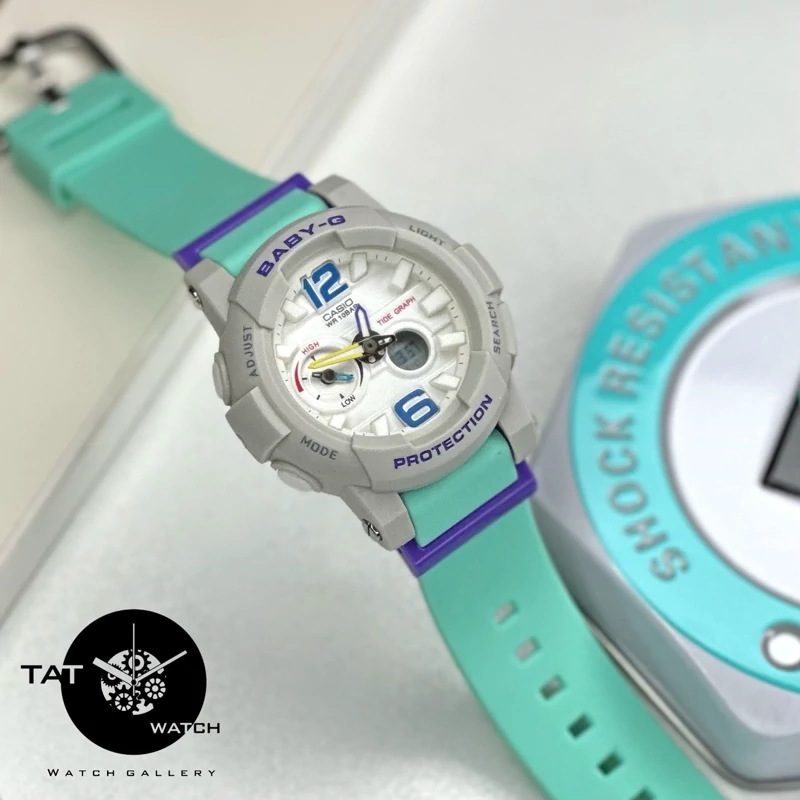 ساعت مچی زنانه BABY-G کاسیو مدل CASIO-BGA-180-3B ، های کپی مستر کوالیتی ، دماسنج دار، تنظیم با پایتخت کشورها ، اتولایت