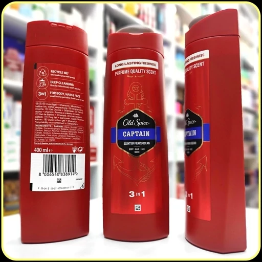شوینده سر و صورت و بدن معطر 3کاره اولد اسپایس نوع Old Spice Captain 3in1 400ml