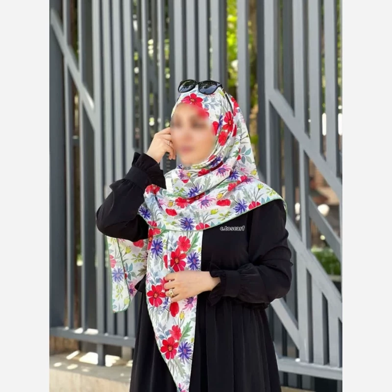 روسری مجلسی طرح گلناز قواره بزرگ 140 سانتیمتر نخ کاستوم سیتو