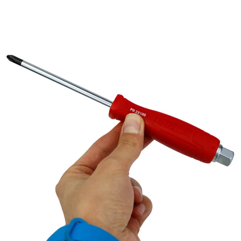 پیچ گوشتی تکی دسته پلاستیکی تک رنگ ضربه خور 6*100 چهارسو کد RH-2931 رونیکس MZ519