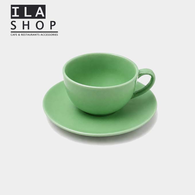 فنجان نعلبکی کاپوچینو سبز کد 4433 شش عددی ایلا