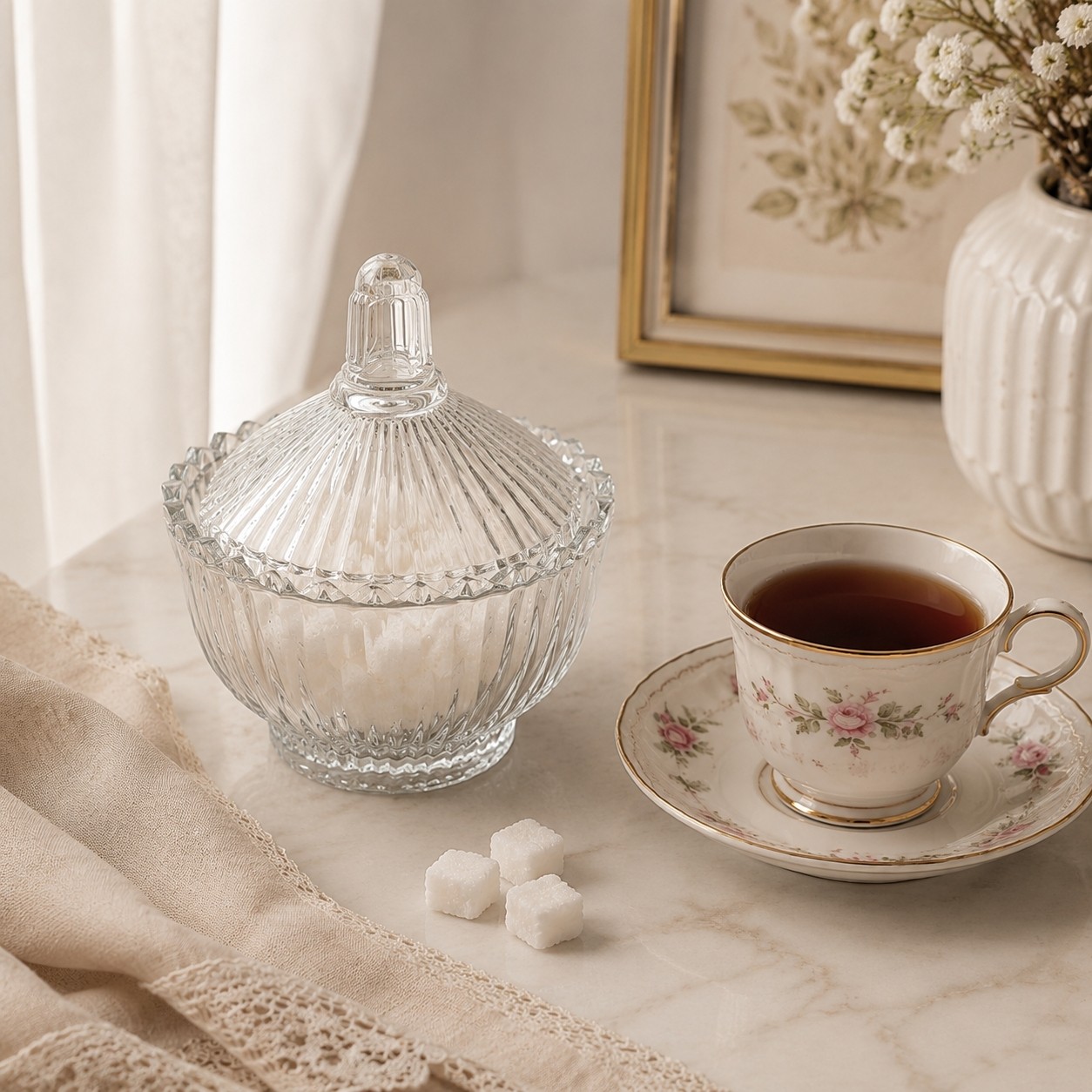 قندان شیشه ای ایرانی طرح پرشیا قندان درب دار