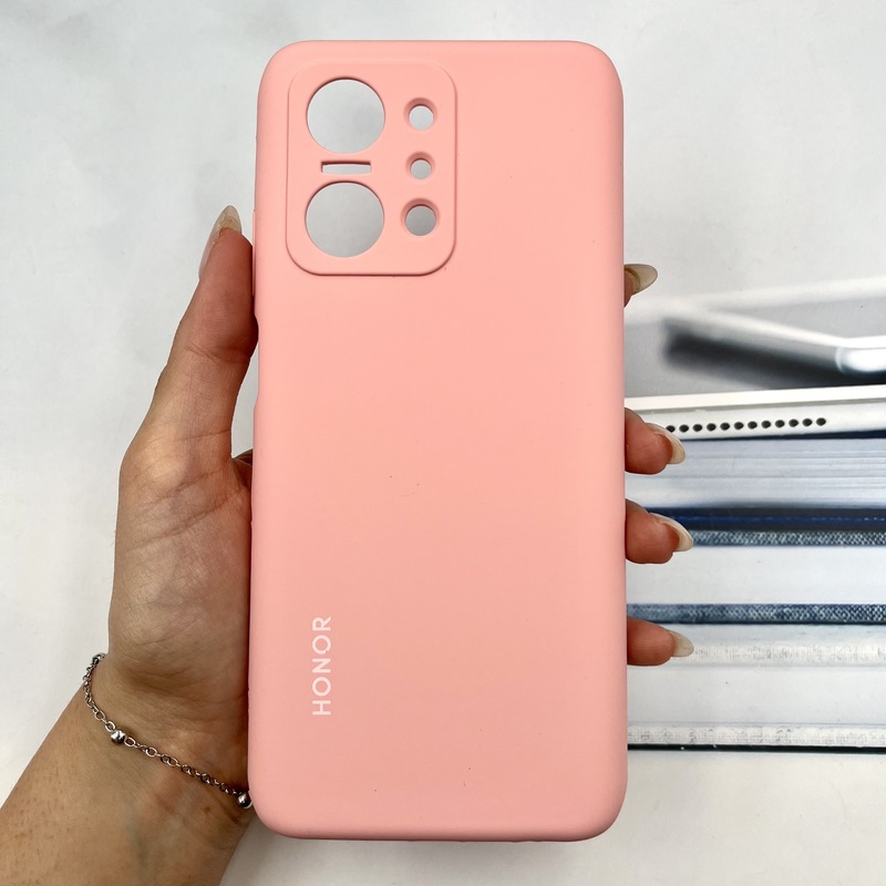 قاب گوشی Honor X7A آنر سیلیکونی پاک کنی اورجینال داخل پارچه ای رنگ گلبهی محافظ لنز دار کد 771695