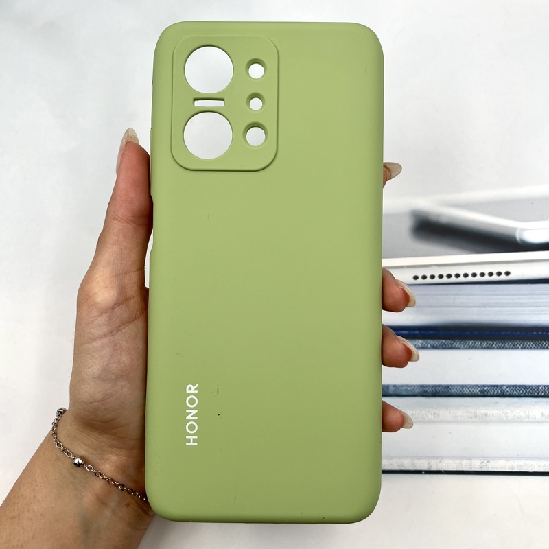 قاب گوشی Honor X7A آنر سیلیکونی پاک کنی اورجینال داخل پارچه ای رنگ سبز روشن محافظ لنز دار کد 813323
