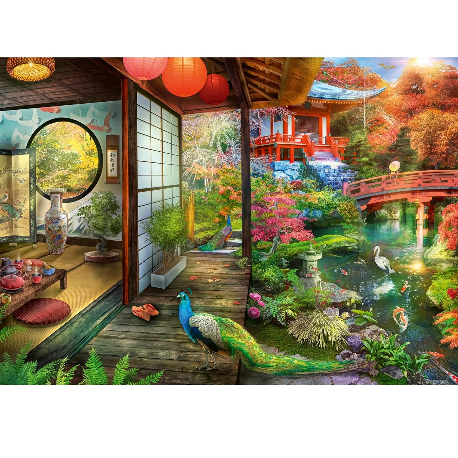 پازل 1000 تکه راونزبرگر مدل Japanese Garden Teahouse کد 12000635 مناسب برای 14 سال به بالا