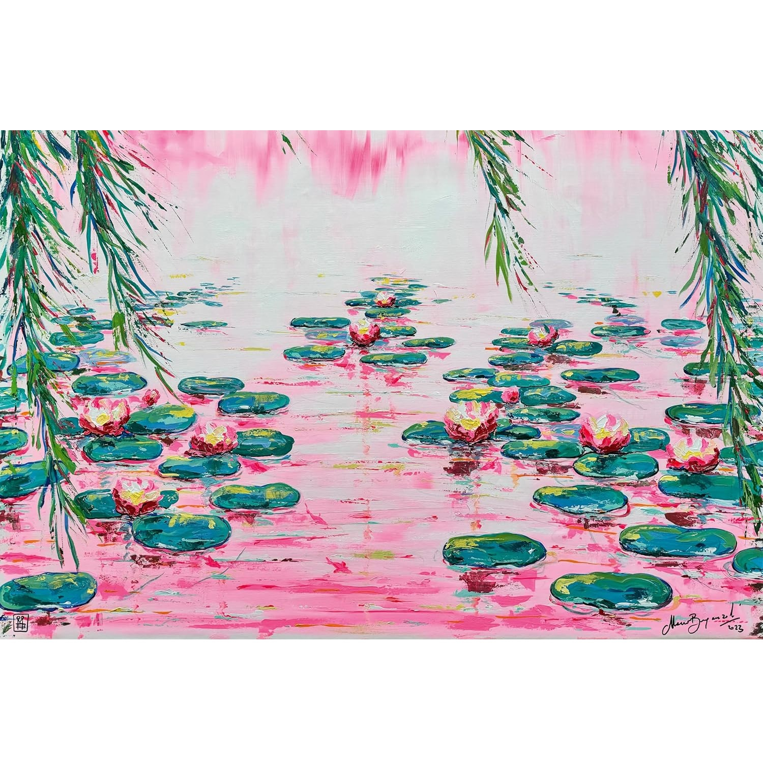 پازل 4000 تکه راونزبرگر مدل Pink Water Lillies کد 12001420 مناسب برای 14 سال به بالا