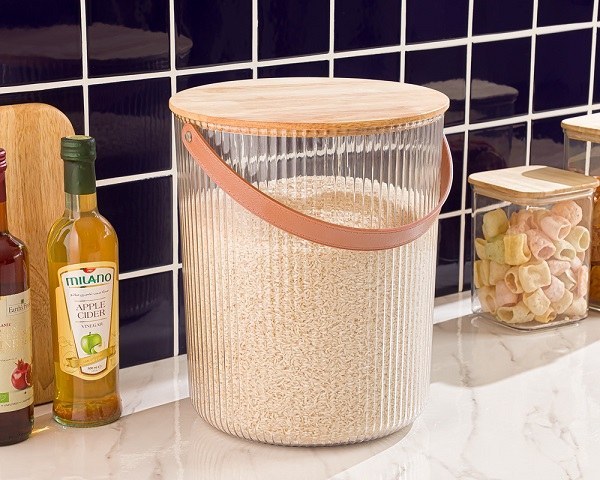 سطل شیاردار 12 لیتری درب چوبی لیمون کد 2455