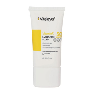 فلوئید ضد آفتاب بی رنگ ویتامین C ویتالیر با SPF50 حجم 50 میلی لیتر