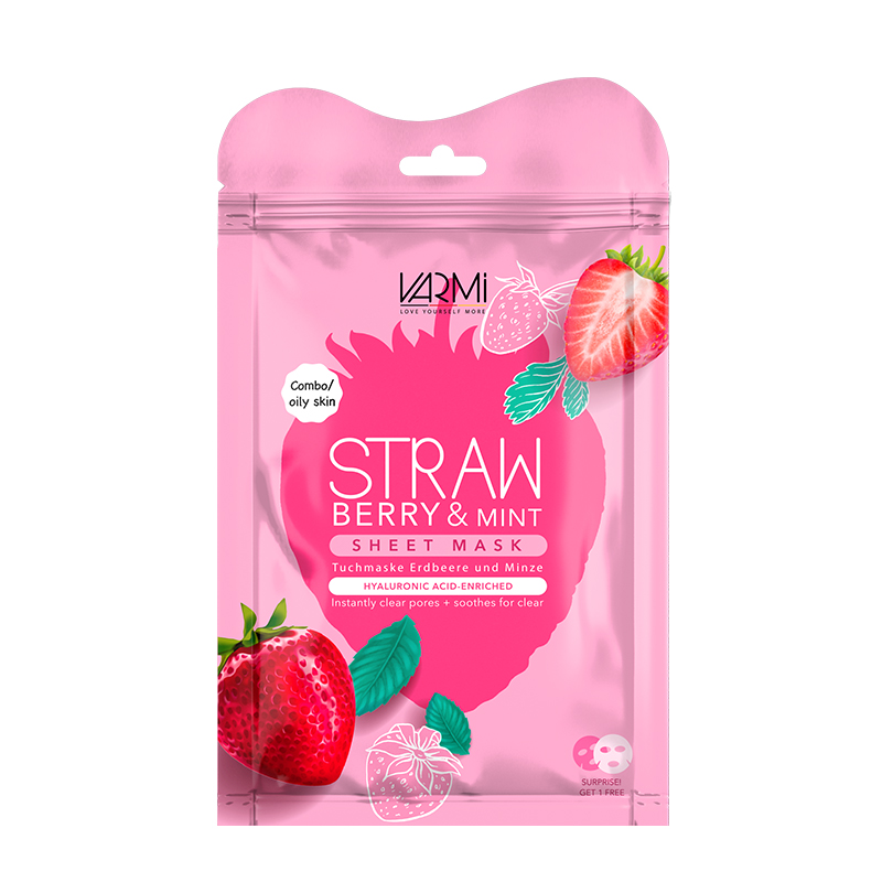 ماسک صورت آبرسان و مغذی وارمی مدل توت فرنگی و نعناع مناسب پوست چرب و مختلط بسته 2 عددی حجم 25 میلیلیتر کاهش دهنده چربی 